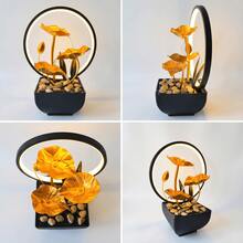 LUMIARTISAN 3-Tier USB Tabletop Fountain | Golden Lotus Leaf With Reflective Lighting | Zen Relaxation Gift - 黃金式三 - 查看 4