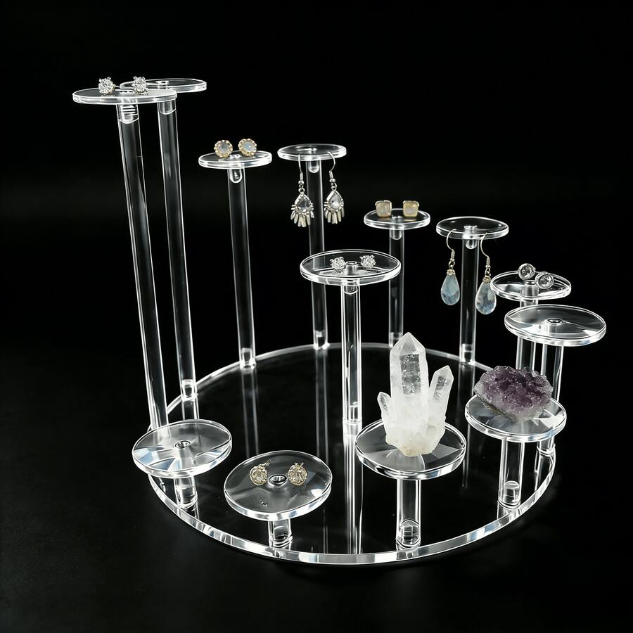 A Set Of 13 Heads Multi-Functional Durable Transparent Display Rack, High-End Acrylic Storage Display Rack, Jewelry Display Rack, Cupcake Display Rack, Perfume Display Rack, Doll Display Rack, Festival, Daily Use, And Gift Giving - Clear - View 1