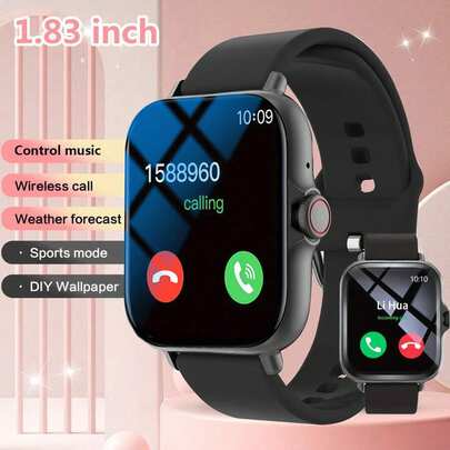 1.83 Inch Full Screen Metal Body Smartwatch, Compatible With IOS And Android Phones, (Call/Dial), Multiple Sports Modes/Abundant Watch Faces/Built-In Games/AI Voice Control/Unisex Sports Watch