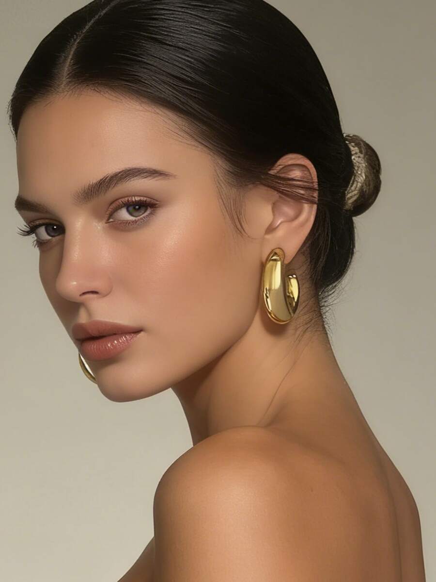 1 Pair Minimalist Chic Geometric C-Shaped Design CCB Earrings For Women - C shape - View 1