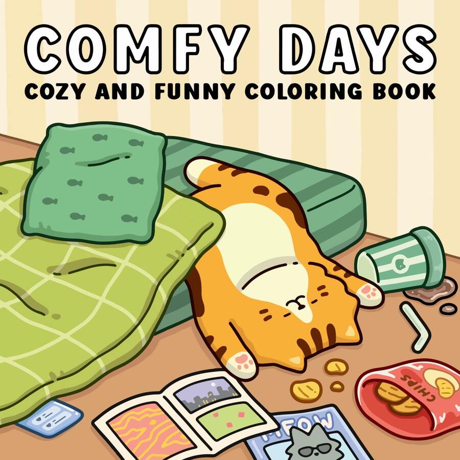 1本48页230克《舒适时光》成人涂色书 - 猫咪慵懒时光插图，舒缓压力，治愈系涂色书，婚礼季、母亲节完美礼物 - 舒適的日子 - 查看 1