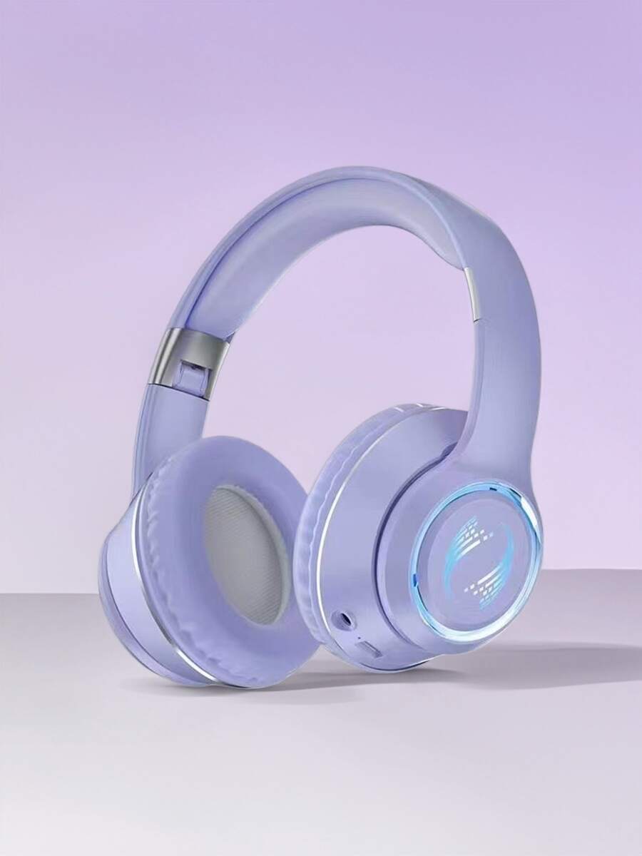 Foldable Wireless Over-Ear Headphones - Long Playtime, Wireless Stereo, Soft Earmuffs, TF Card Player - Comfortable, Portable For Smartphone & Laptop, USB Type-C Charging - 淡紫色 - 查看 1