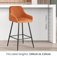 AINPECCA Bar Stools Set Of 2/4, Velvet Breakfast Bar Stools With Upholstered Seat, Armrest And Metal Leg For Home Kitchen, Breakfast Bar, Counter - Orange - View 10