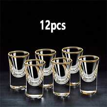 6 peças/12 peças, 15ml/0,5oz Mini Copos de Licor com Borda Dourada, Adequado para Bar, Pub, Clube, Restaurante e Uso Doméstico, Taças de Vinho de Casamento, Taças de Vinho para Festa - Multicolorido - Visão 11