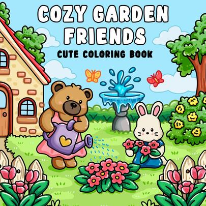 1pc 40 Pages 190g Cozy Garden Friends Adult Coloring Book - Adorable Garden Creatures & Healing Cottage Illustrations, Stress-Relieving Coloring Gift For Wedding Season, Mother's Day