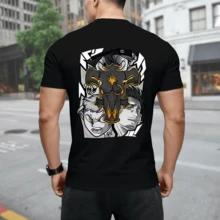 Anime Black Clover Pattern Pullover Short Sleeved Asta Sukehiro Pullover Men's And Women's Fashionable Casual Oversized Wool Cotton T-Shirt Men's Top Sportswear - màu đen - Xem 3