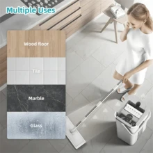 Hand Free Flat Floor Mop And Bucket Set For Professional Home Floor Cleaning System With 6PCS Washable Microfiber Pads For Hardwood Dust And Dirt Removal, Wet And Dry Use, Spin Mop For All Floor Types And Windows - A - Xem 3
