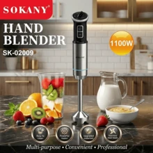 SOKANY 02009 Multi-Function Electric Stirring Rod, Stainless Steel Blades, Suitable For Mixing Soups, Milkshakes, Puree Foods, Comes With Milk Frother, Egg Beater, Chopper And Measuring Cup Accessories, Ideal For Making Soups, Milkshakes And More - View 5