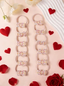 12 piezas de Scrunchies de pelo con lazo y estampado a cuadros, lazos de pelo de alta elasticidad sin daños, accesorios de pelo coloridos para uso diario de niñas - Multicolor - Ver 6