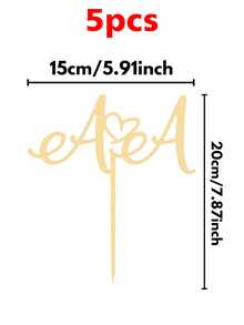 Customized Wedding Cake Topper With Customizable Text, Bride And Groom Wedding Commemorative Decorations, 1/3/5 Pieces Multiple Sizes - Normal - View 18