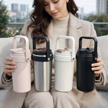 1pc 24oz/27oz/30oz Stainless Steel Insulated Tumbler With Handle And Lid, Large Capacity Handheld Coffee Mug, Keeps Drinks Hot And Cold, Reusable Travel Cup, Perfect Gift For Mother's Day, Birthday, Office And Daily Use - Multicolor - View 4