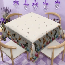 1/20pcs Easter Theme Tablecloth, Cute Rabbit, Colorful Eggs And Butterfly Floral Print Tablecloth, Happy Easter Tablecloth, Spring Theme Dining Table Decor, Easter Decoration, Easter Gift - Multicolor - View 9