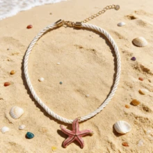 Collar exagerado con colgante de estrella de mar, estilo playa y océano - collar de estrellas de mar - Ver 11