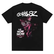 Music Band Gorillazs Punk Rock Print T Shirt 90s Casual Fashion Short Sleeve Plus Size T Shirt Unisex Harajuku Summer Tees (3) - 黑色 - 查看 1