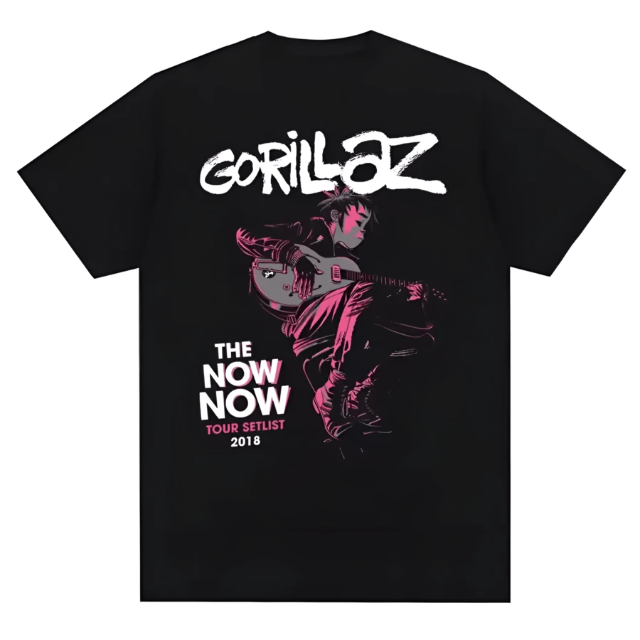 Music Band Gorillazs Punk Rock Print T Shirt 90s Casual Fashion Short Sleeve Plus Size T Shirt Unisex Harajuku Summer Tees (3) - 黑色 - 查看 1