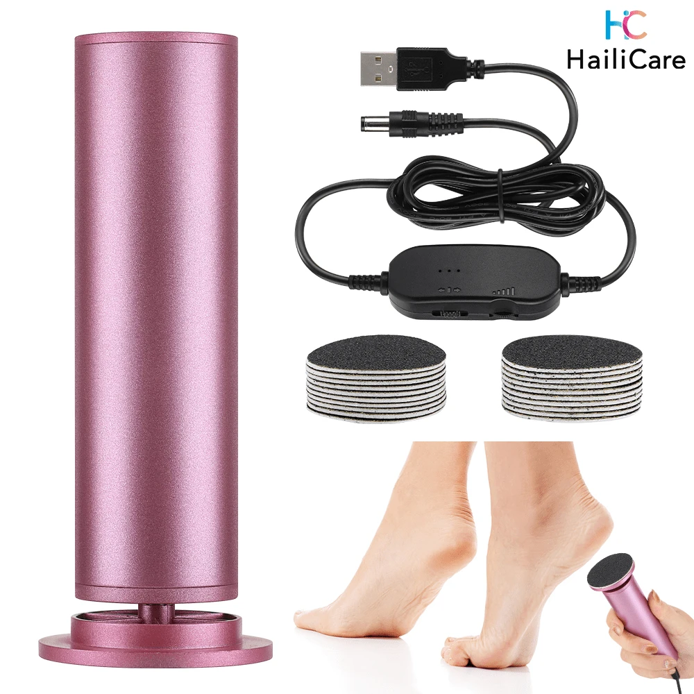 Hailicare 2-In-1 Variable Speed Foot Grinder With 2 Grinding Heads, 360° Dead Skin Removal, USB Powered Portable Women's Gift