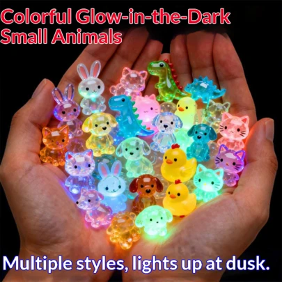 Glow-In-The-Dark Resin Mini Animals, Glow-In-The-Dark Duck, Dolphin, Frog, Rabbit, Turtle Small Sculptures, [Product Styles Varied, Not Limited To The Ones Shown], No Electricity Needed, Suitable For Garden, Party, Micro-Landscape, Aquarium, Decoration