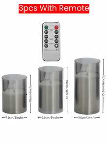 3 Flameless LED Candles, Tabletop Decorative Lights, Flashing LED Column Candles, Battery-Powered Electronic Candles, Artificial Candles, Centerpieces For The Table, Wedding Decorations, Holiday Party Decorations, Mother's Day & Independence Day Decorations - Grey - View 9