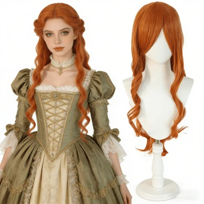 Wave Long Wig, Vibrant Orange High-Temperature Fiber Women's Wig,DIY Various Hairstyles, Heat Resistant & Glamorous, Great For Ballroom Events &Anime Cosplay Holiday Party Costume Wig, Opulent & Eye-Catchin