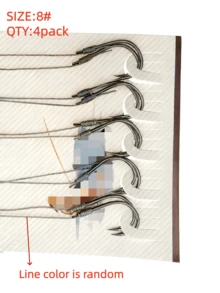 4包，每包40个结实耐用的马毛绑制双钩钓具套装，带倒刺鲤鱼钩 - 黑與白 - 查看 18