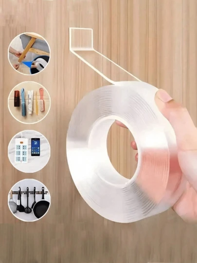 30m (1m/Roll) Super Strong Double-Sided Tape, Nano Transparent Double-Sided Tape, High Adhesive Nano Transparent Double-Sided Tape, Reusable Strong Adhesive Waterproof Nano Tape, Multi-Purpose Transparent Waterproof Seamless Tape, Suitable For Kitchen, Bedroom, Living Room, Study