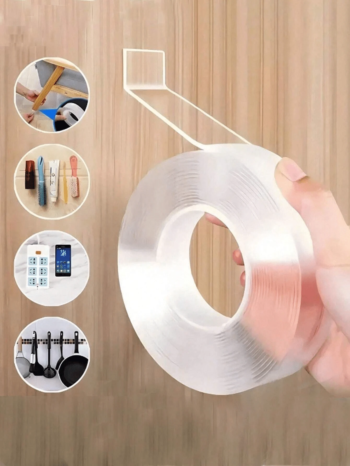30m (1m/Roll) Super Strong Double-Sided Tape, Nano Transparent Double-Sided Tape, High Adhesive Nano Transparent Double-Sided Tape, Reusable Strong Adhesive Waterproof Nano Tape, Multi-Purpose Transparent Waterproof Seamless Tape, Suitable For Kitchen, Bedroom, Living Room, Study - Multicolor - View 1