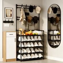 5 Tier Multifunctional Storage Rack With 8 Double Hooks, Shoe Rack, Coat Rack,Free-Standing Clothes Coat Hat Shoe Organizer For Entryway, Bedroom, Living Room, Office & Kitchen, Easy To Assemble Independent Storage Solution - Black-5 Layers - View 15