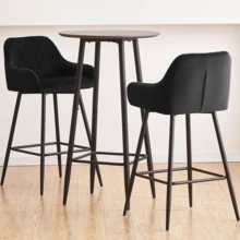 AINPECCA Bar Stools Set Of 2/4, Velvet Breakfast Bar Stools With Upholstered Seat, Armrest And Metal Leg For Home Kitchen, Breakfast Bar, Counter - Black - View 5