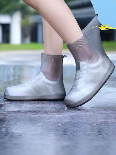 1双，防风雨、防水、防滑鞋套 - 无缝设计，适合户外雨天和潮湿环境活动，便携