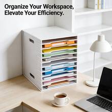 Kệ đựng hồ sơ 12 tầng màu trắng tối giản, kệ lưu trữ giấy tờ, thích hợp cho văn phòng và gia đình. - Mảnh duy nhất - Xem 8