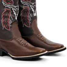 Men's Premium Country Style Western Boots With Square Toe - 鏽棕色 - 查看 8