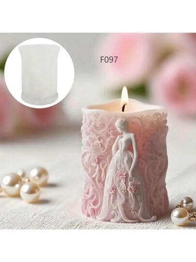 Floral Goddess Silicone Mold With Column Embossed Design, Easy Demold And Reusable, Suitable For Scented Candle Casting, Gypsum Craft Decoration, Perfect For Wedding Decor And Mother's Day Gift