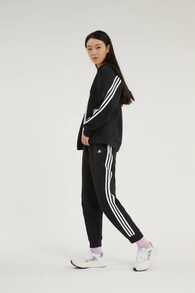 Adidas 阿迪达斯三条纹 W FI FZ REG 撞色三条纹运动风连帽衫外套，黑色 - 黑色 - 查看 8