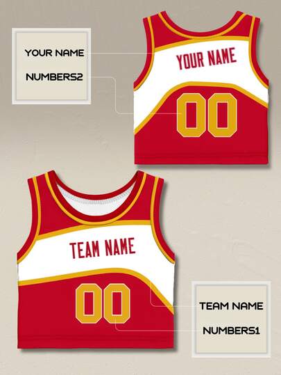 Customized Basketball Style Cropped Top - Personalized With Name And Number, Fashionable Streetwear Sports Top For Women, Free Design Service Provided, Suitable For Team Goals And Match Days