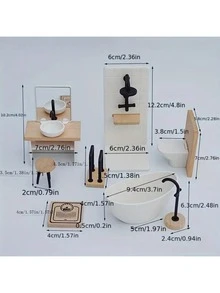 POKOJA LAND Juego de muebles de baño a escala 1/12 para casa de muñecas, decoración de escena de baño, ducha de casa de muñecas, tocador elegante, báscula en miniatura, inodoro, bañera, grifo, toallero, ¡construye tu maravilloso mundo de casa de muñecas! - Multicolor - Ver 9