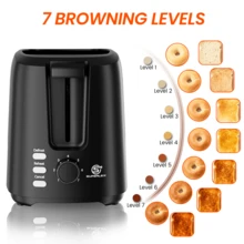 SUPERLEX 4 Slice Toaster, 1450W Fast Heating, Warm Up/Defrost/Cancel/Reheat Functions, LED Indicator 7-Speed Adjustment, Removable Crumb Tray For Easy Cleaning, Matte Black. - UK Plug(220-240V) - View 10