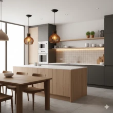 Kit 2 Pendente de Madeira MDF Marrom E27 Bivolt Luminária Decorativa Moderna - 2Ppm - Marrom - Visão 5