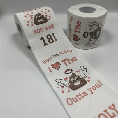 1卷搞笑恶搞厕纸 - 18岁生日装饰，男女通用派对用品推荐 - 爆笑新奇礼物
