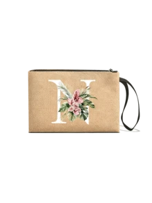 1个简约字母印花亚麻手提袋，情人节女友礼物，多功能便携亚麻手提袋，适合教师节、教师节、女士等场合，字母印花手提袋，化妆包，精美旅行沙滩包，可重复使用的购物袋，适合婚礼、生日、海滩、假日等场合。 - 彩色 - 查看 46