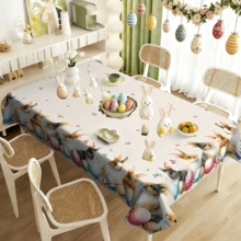 1/20pcs Easter Theme Tablecloth, Cute Rabbit, Colorful Eggs And Butterfly Floral Print Tablecloth, Happy Easter Tablecloth, Spring Theme Dining Table Decor, Easter Decoration, Easter Gift - Multicolor - View 5