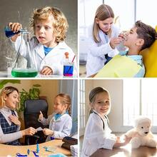 Blouse de médecin pour enfants – Blouse médicale en coton pour enfants, blouse de médecin, blouse de laboratoire, blouse d'écolier, convient aux enfants, costume de cosplay - 6-8 ans - Voir 3