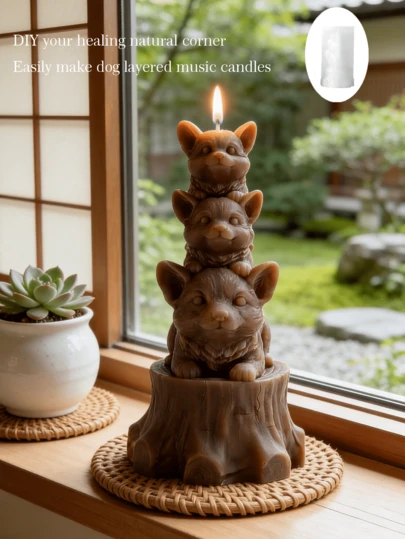 1 Piece Of 3D Cute Die Die Le Dog Silicone Mold, Heat-Resistant, Easy To Disassemble, Reusable Candle/Plaster/Resin/Handmade Soap DIY Cute Home Decoration Women's Gift, Home Decoration Product