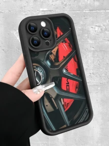 1 Stück schwarze personalisierte Rad-Felgen Minimalist Full Coverage TPU stoßfeste Handyhülle kompatibel mit Apple 17, 16, 15, 14, 13, 12, 11 Pro Max, Air und Serie - Verschiedenfarbig - Übersicht 3
