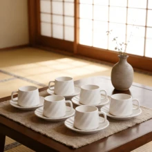 90ml/3.16oz Coffee Cup & Saucer Set, Suitable For Drinking Espresso Or Turkish Coffee - Style F - View 6