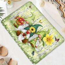1PC Whimsical Garden Gnomes With Flowers And Butterflies Artistic Door Mat For Entryway, Living Room, Bedroom, Or Kitchen Decor Vibrant Spring Theme Indoor Floor Rug - 彩色 - 查看 7