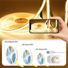 1条5V COB LED灯带，USB接口，可弯曲，暖光可调光，适用于房间、电视、镜子、橱柜等，可粘贴安装，也可用于电视背光、家居装饰、装饰照明等。这款灯带可弯曲设计，可调光，可调节亮度。 - 暖光 - 查看 5