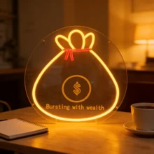 1pc Neon Money Bag Light, Indoor Illuminated Sign, 5V With Switch Control Dimmable, USB Powered - Money Bag - View 2