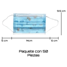 Paquete con 50 Cubrebocas de Triple Capa Termosellados Infantiles con Diseño - 3 cajas = 1 Blanco + 1 rosa + 1 azul - Ver 2