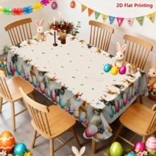1/20pcs Easter Theme Tablecloth, Cute Rabbit, Colorful Eggs And Butterfly Floral Print Tablecloth, Happy Easter Tablecloth, Spring Theme Dining Table Decor, Easter Decoration, Easter Gift - Multicolor - View 4