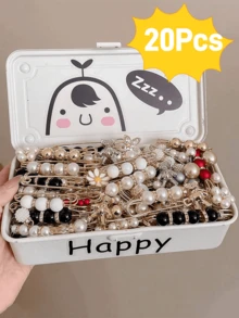 20/40件随机款式女士服装配饰套装，包括腰夹、夹子、调节扣、胸针、防松扣，适用于包包配饰、女士领口珐琅别针。适合作为新年、生日、情人节礼物送给女性，也可作为送给闺蜜或老师的惊喜礼物。 - 彩色 - 查看 8